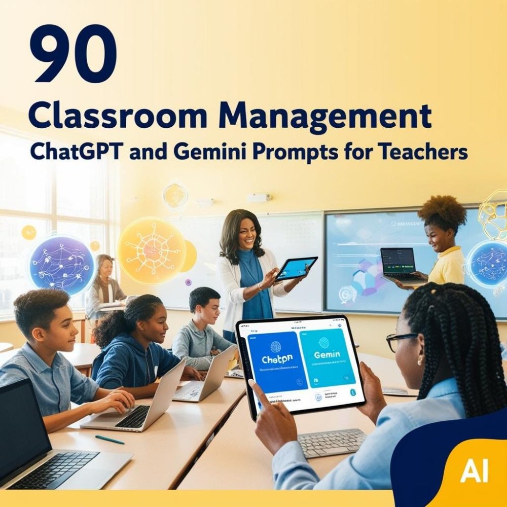 Master classroom management with 90 AI prompts for Teachers using ChatGPT & Gemini.